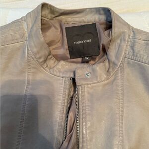 Maurices Tan Lightweight Shirt Jacket with Stand-Up Collar